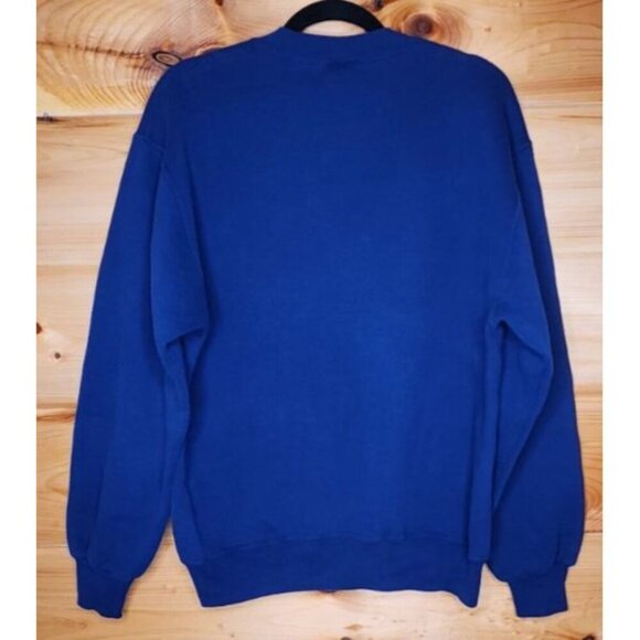 Vintage Russell Athletic Crewneck Sweatshirt Men's Medium Solid Blue Made in USA - Picture 11 of 13